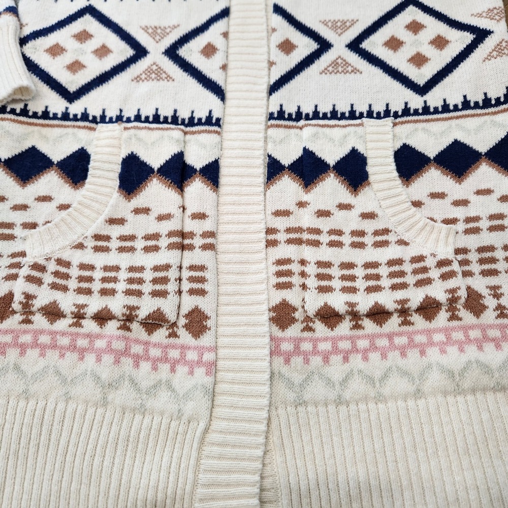 SERRA Pink Blue Tan Cream Tribal Aztec Long Sleeve Cardigan Pockets Size Medium - Picture 3 of 8